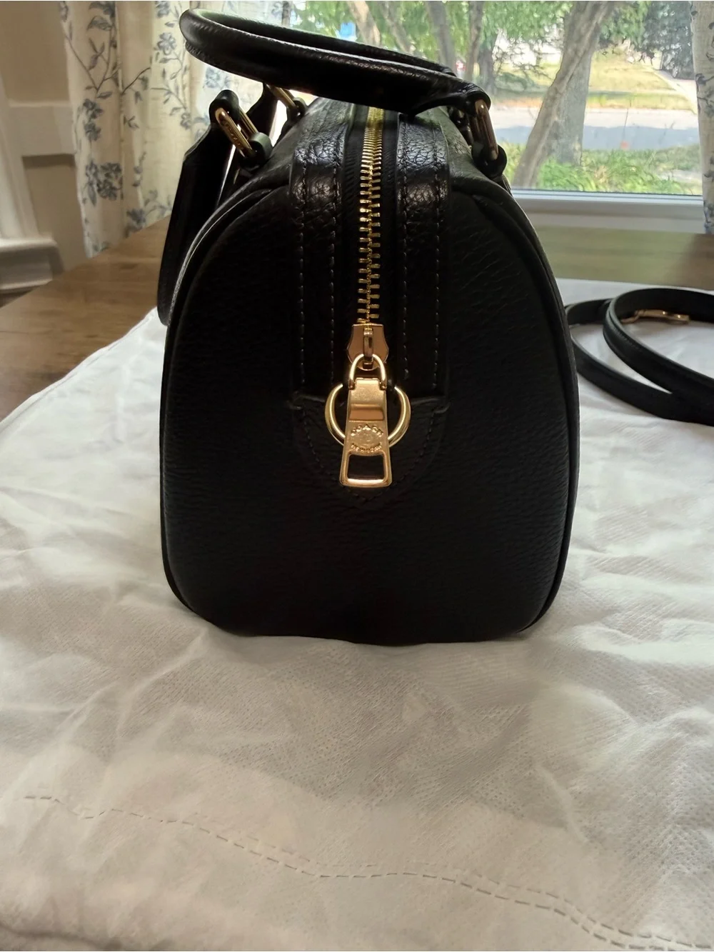 Coach Black Pebbled Leather Medium Rowan